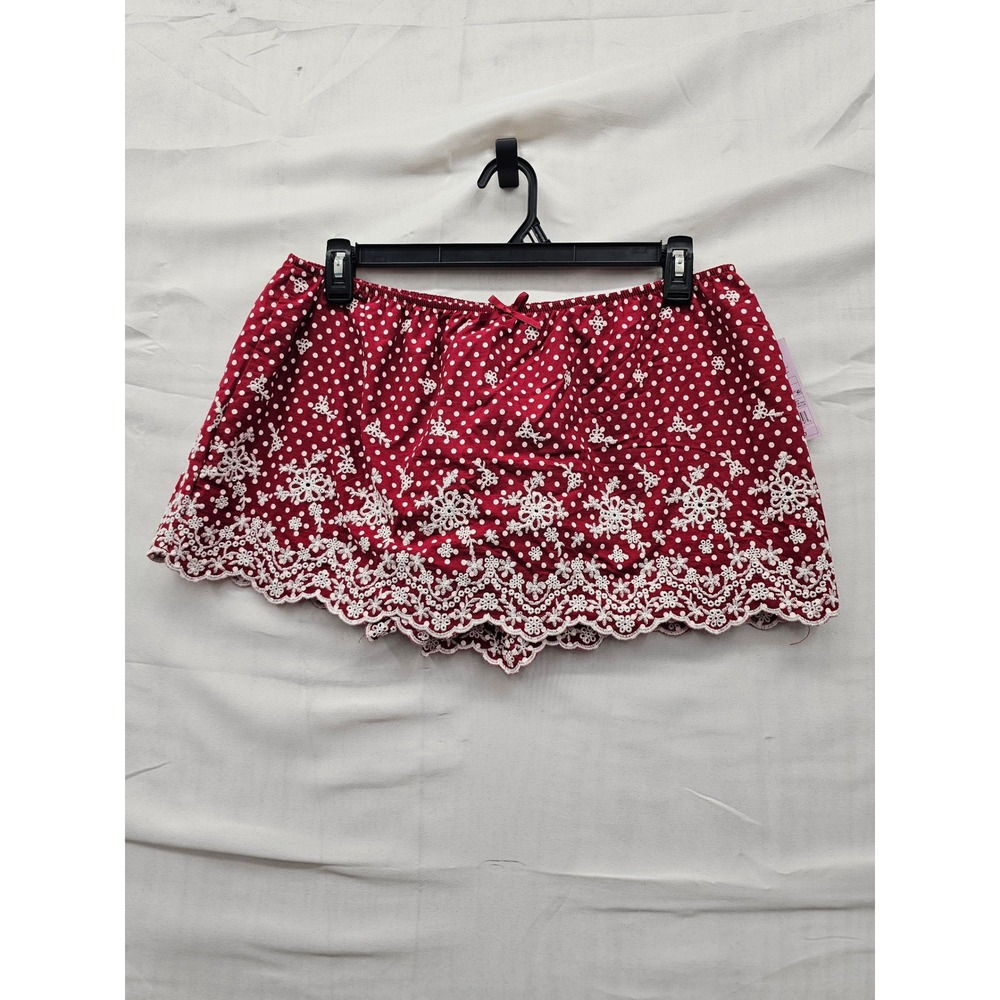 Wild Fable Womens Polka Dot Embroidered Shorts Red Cotton Casual Size Large